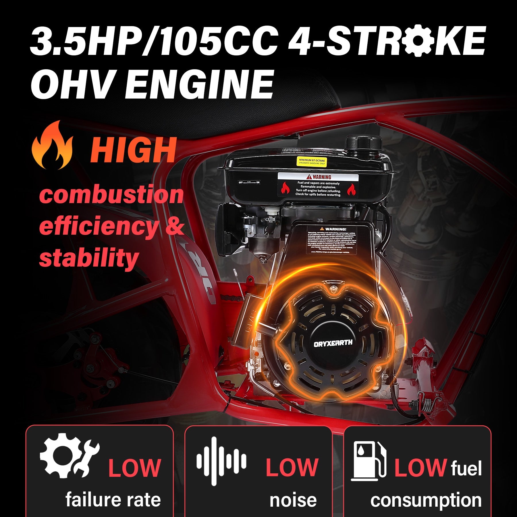 Oryxearth 105CC Off-Road Mini Motorcycle (Red)