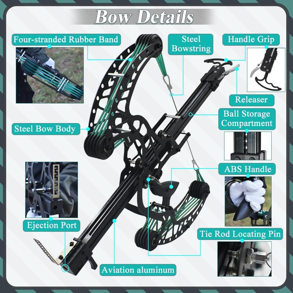 Rapid Fire Compound Bow Repeater - Repeating Multishot Bow / slingshot - 40x8mm shot magazine