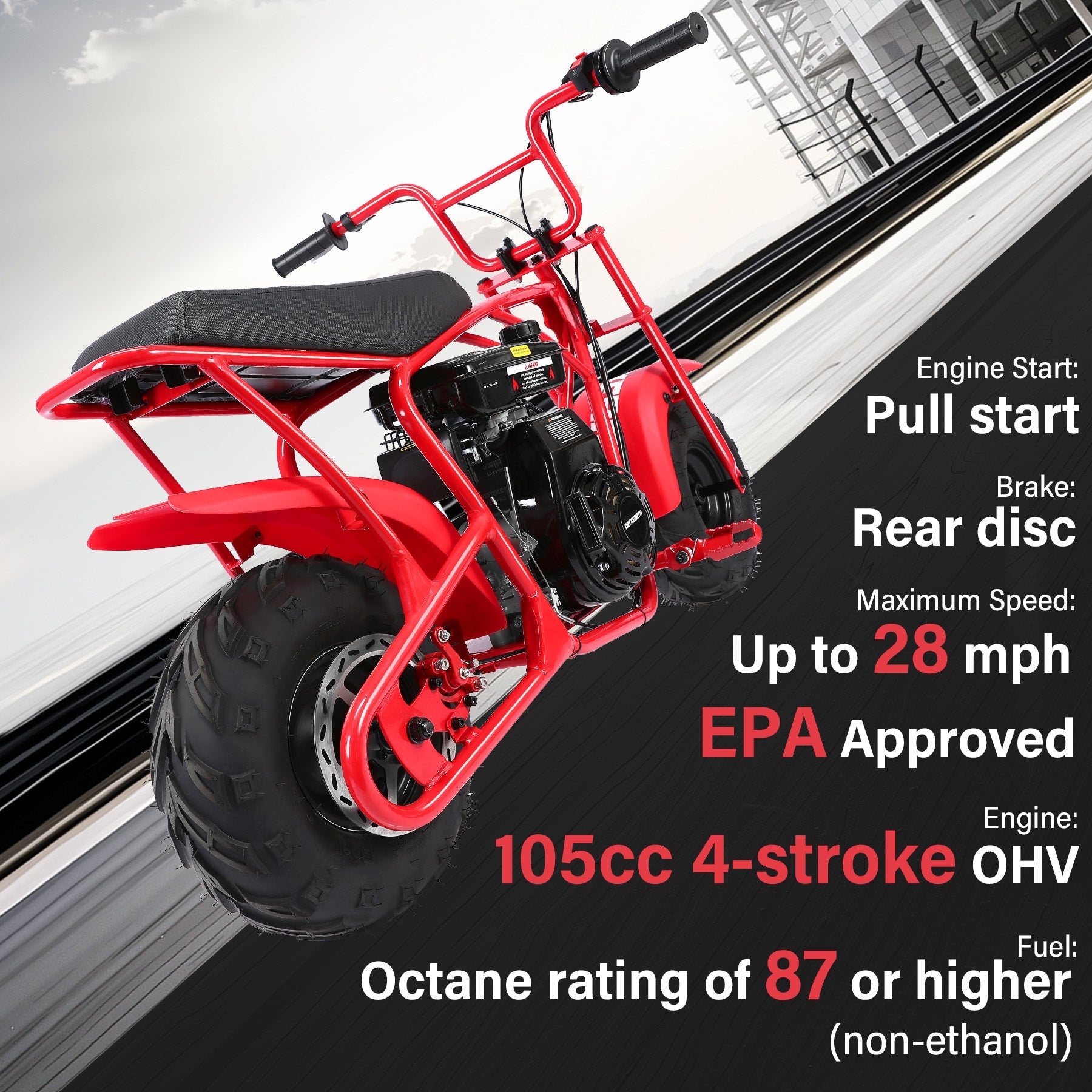Oryxearth 105CC Off-Road Mini Motorcycle (Red)