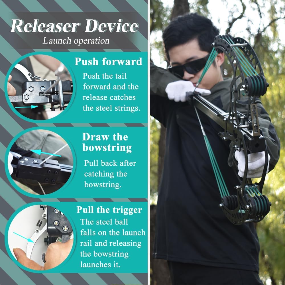 Rapid Fire Compound Bow Repeater - Repeating Multishot Bow / slingshot - 40x8mm shot magazine