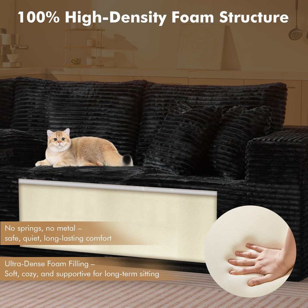 TriVolt 104" L-Shape Modular Couch with Chaise, Plush Corduroy Fabric, No Assembly Required