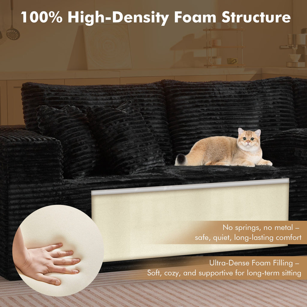 TriVolt 104" L-Shape Modular Couch with Chaise, Plush Corduroy Fabric, No Assembly Required