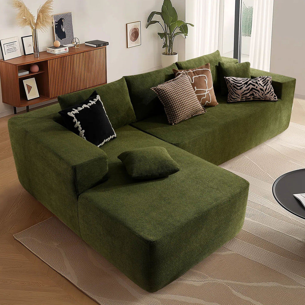 TriVolt 104" L-Shape Modular Couch with Chaise, Plush Corduroy Fabric, No Assembly Required