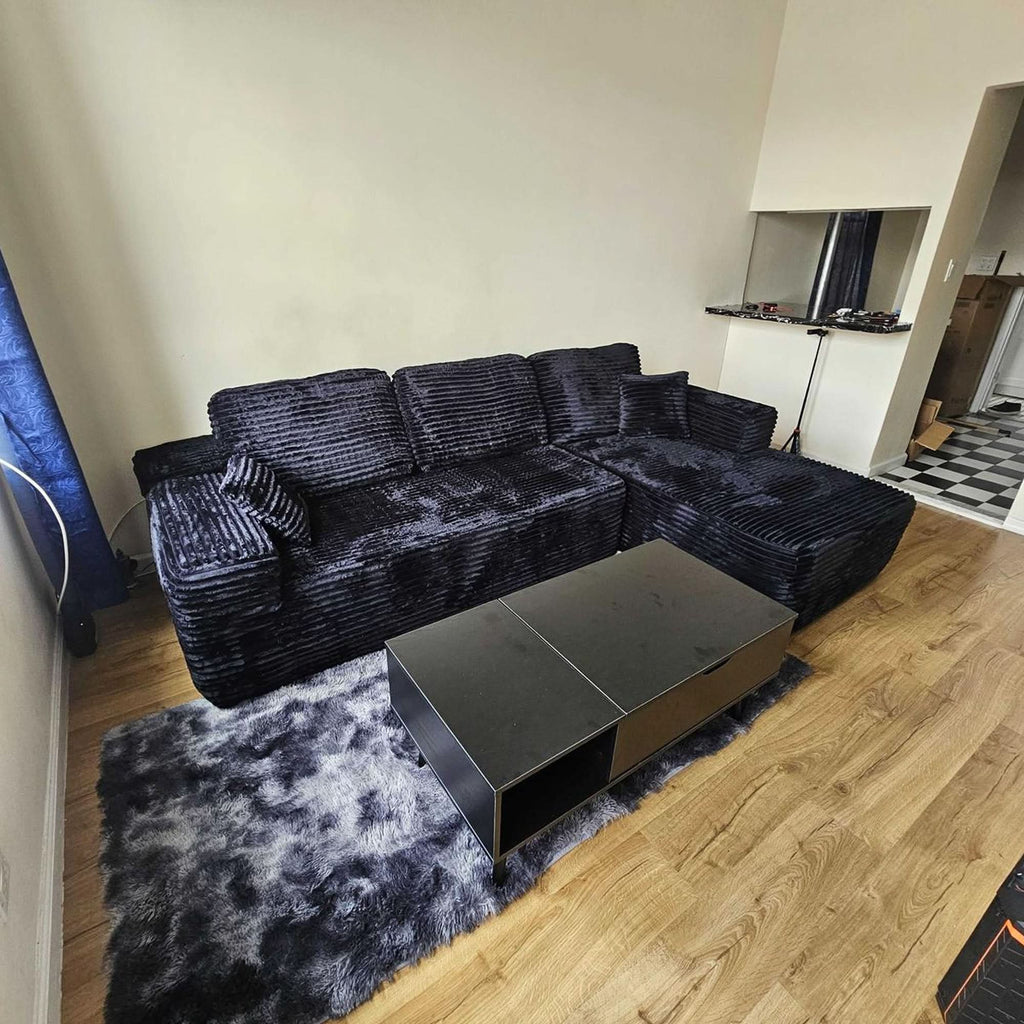 TriVolt 104" L-Shape Modular Couch with Chaise, Plush Corduroy Fabric, No Assembly Required