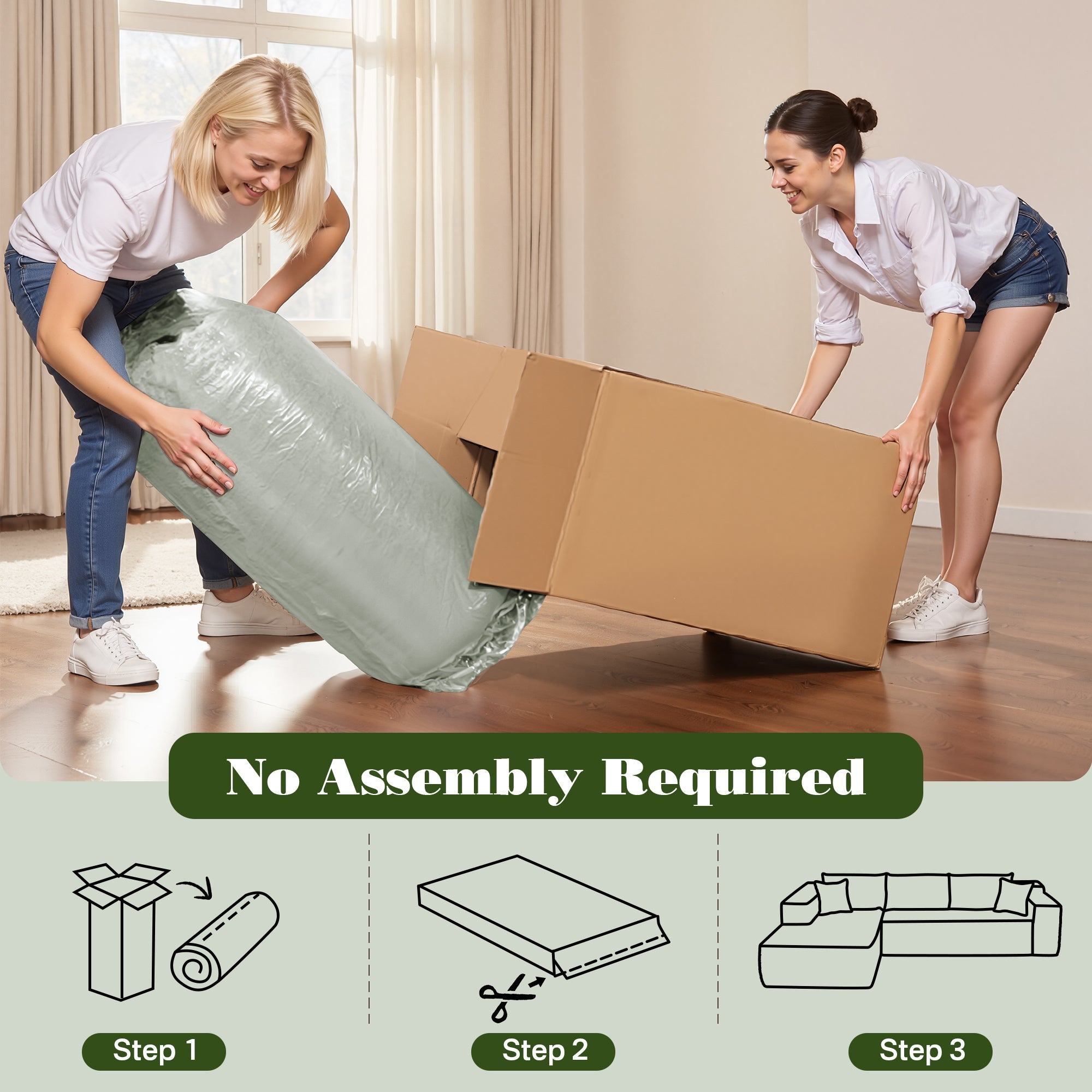 TriVolt 104" L-Shape Modular Couch with Chaise, Plush Corduroy Fabric, No Assembly Required