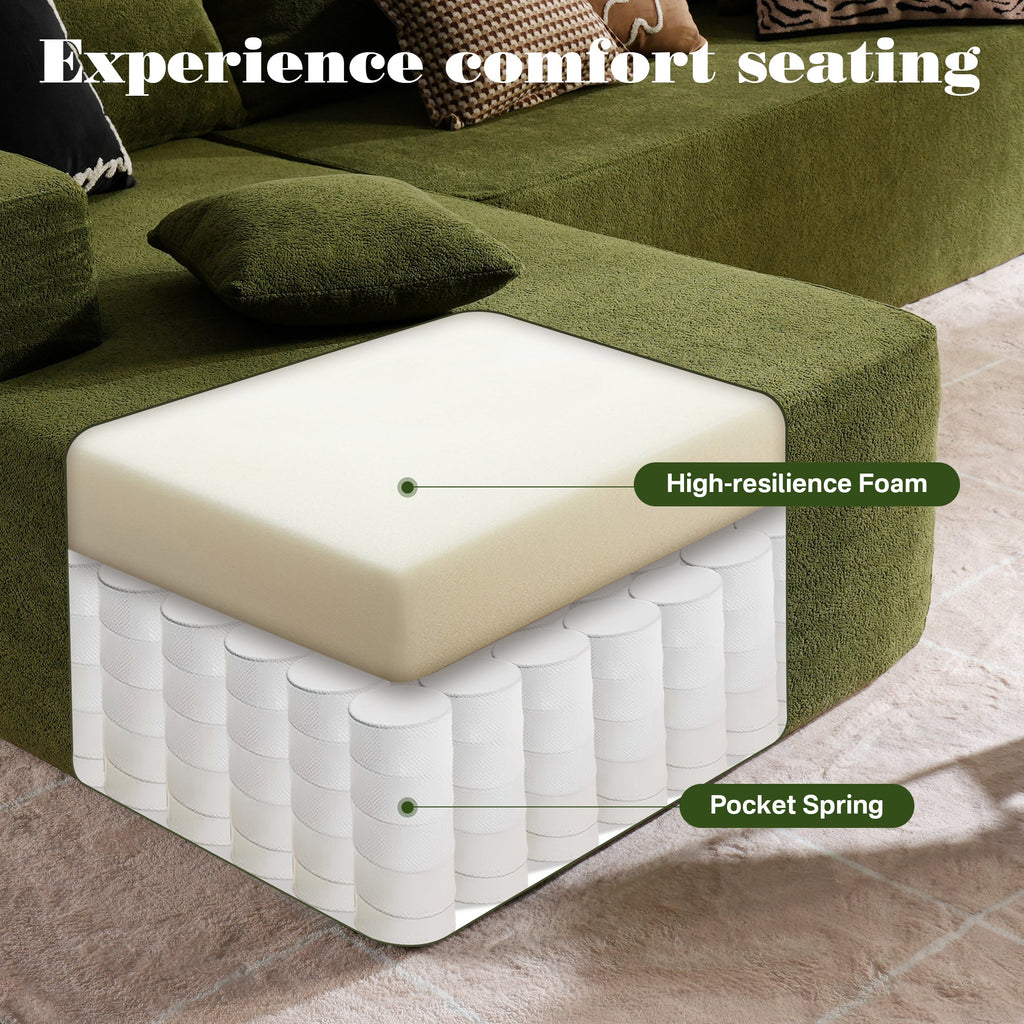 TriVolt 104" L-Shape Modular Couch with Chaise, Plush Corduroy Fabric, No Assembly Required