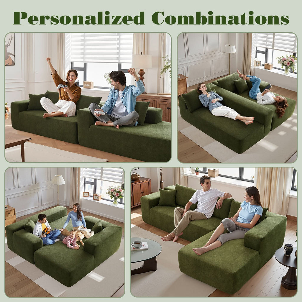 TriVolt 104" L-Shape Modular Couch with Chaise, Plush Corduroy Fabric, No Assembly Required