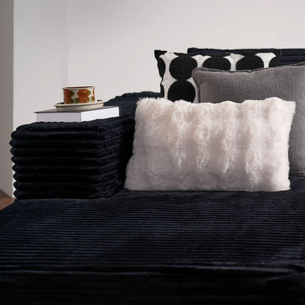 TriVolt 104" L-Shape Modular Couch with Chaise, Plush Corduroy Fabric, No Assembly Required