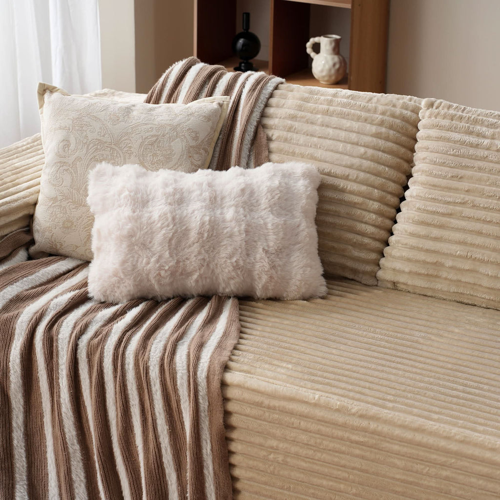 TriVolt 104" L-Shape Modular Couch with Chaise, Plush Corduroy Fabric, No Assembly Required
