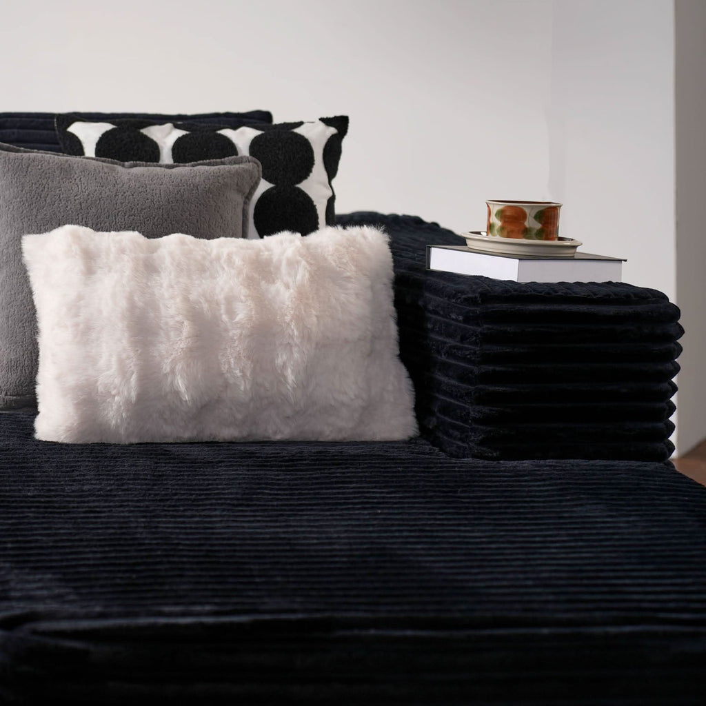 TriVolt 104" L-Shape Modular Couch with Chaise, Plush Corduroy Fabric, No Assembly Required
